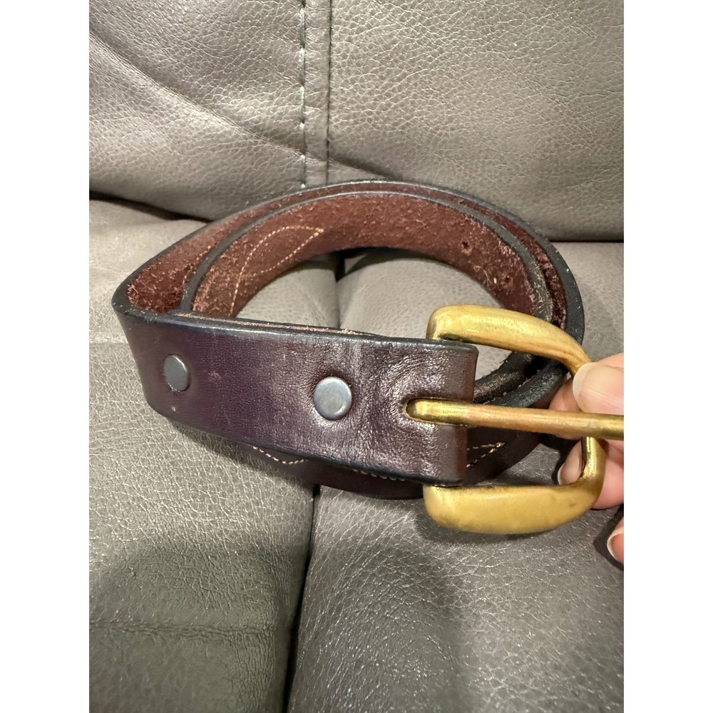 Tory Leather English Bridle Leather Belt Brown Brass Buckle USA‎ Made Size 26